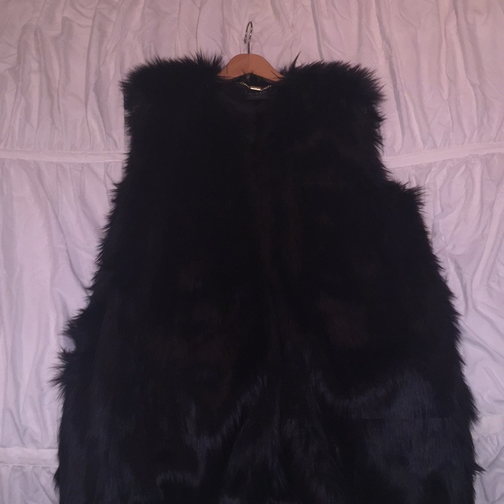 Ralph Lauren black faux fur vest